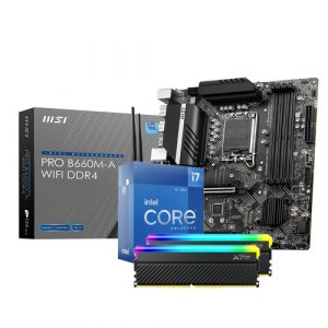 Intel Core i7-12700KF MSI PRO B660M-A WIFI DDR4 ADATA SPECTRIX D45G DDR4 32GB (16GB×2) 3600MHZ RGB BLACK